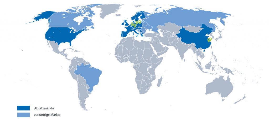 Weltkarte mit Standorten